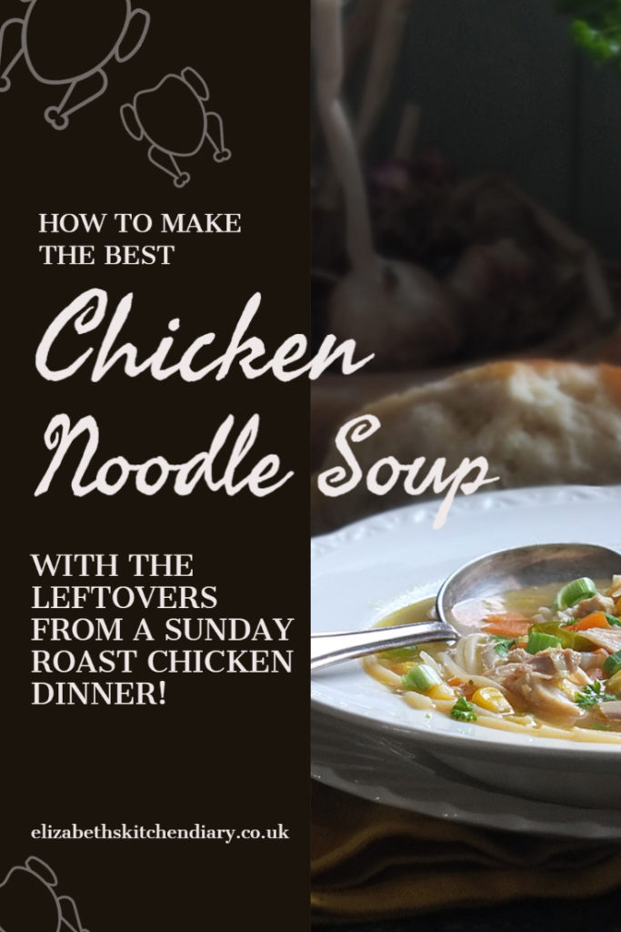 This super easy chicken noodle soup is made with leftover roast chicken, gravy and whatever vegetables you might have needing to be used up. Ready in under 25 minutes! #soup #easyrecipe #chickennoodlesoup