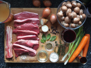 Ingredients for Lamb Bourguignon