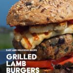 pinterest image of lamb burger with text overlay