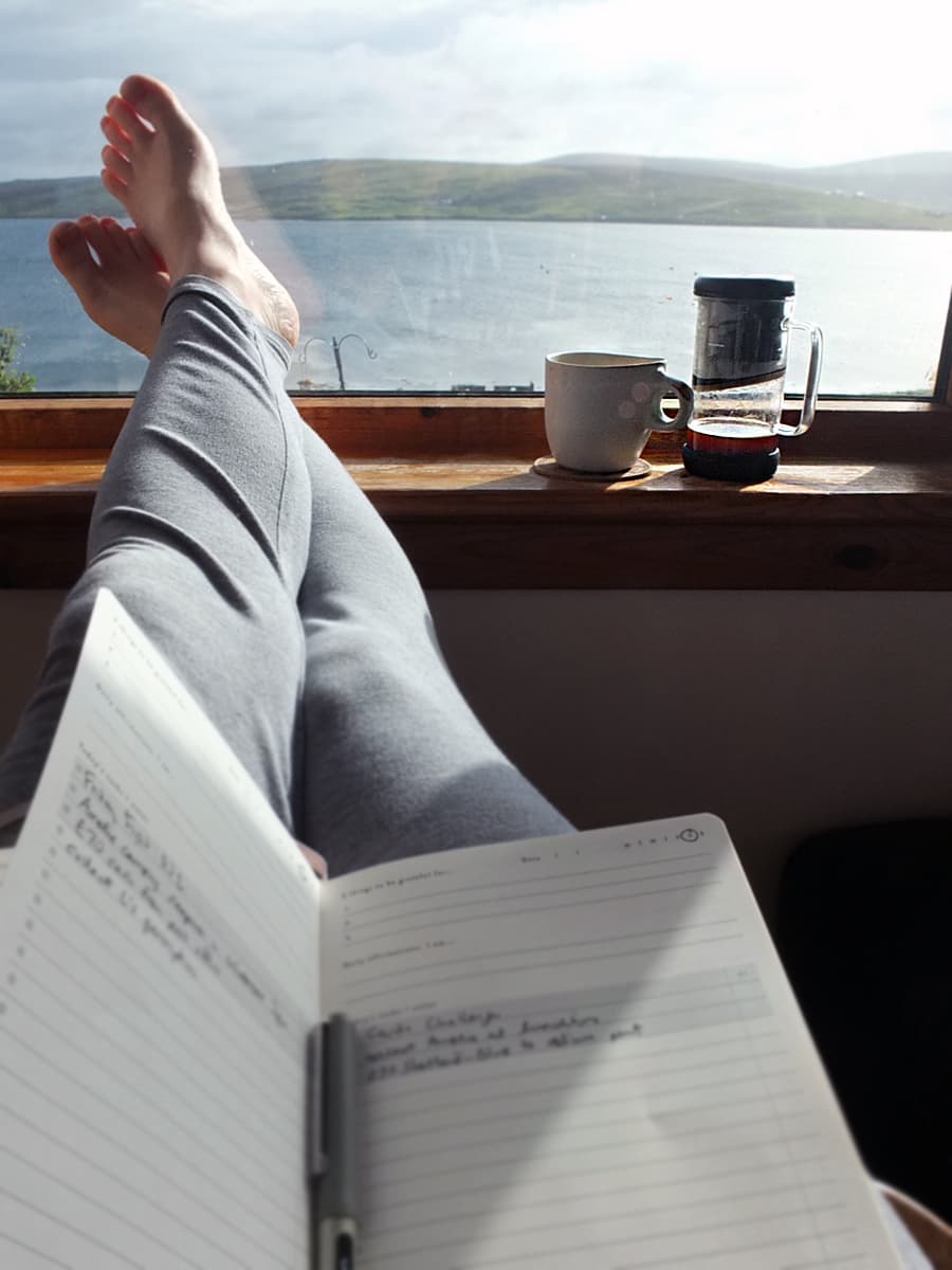 Morning Coffee feet in windowsill image 