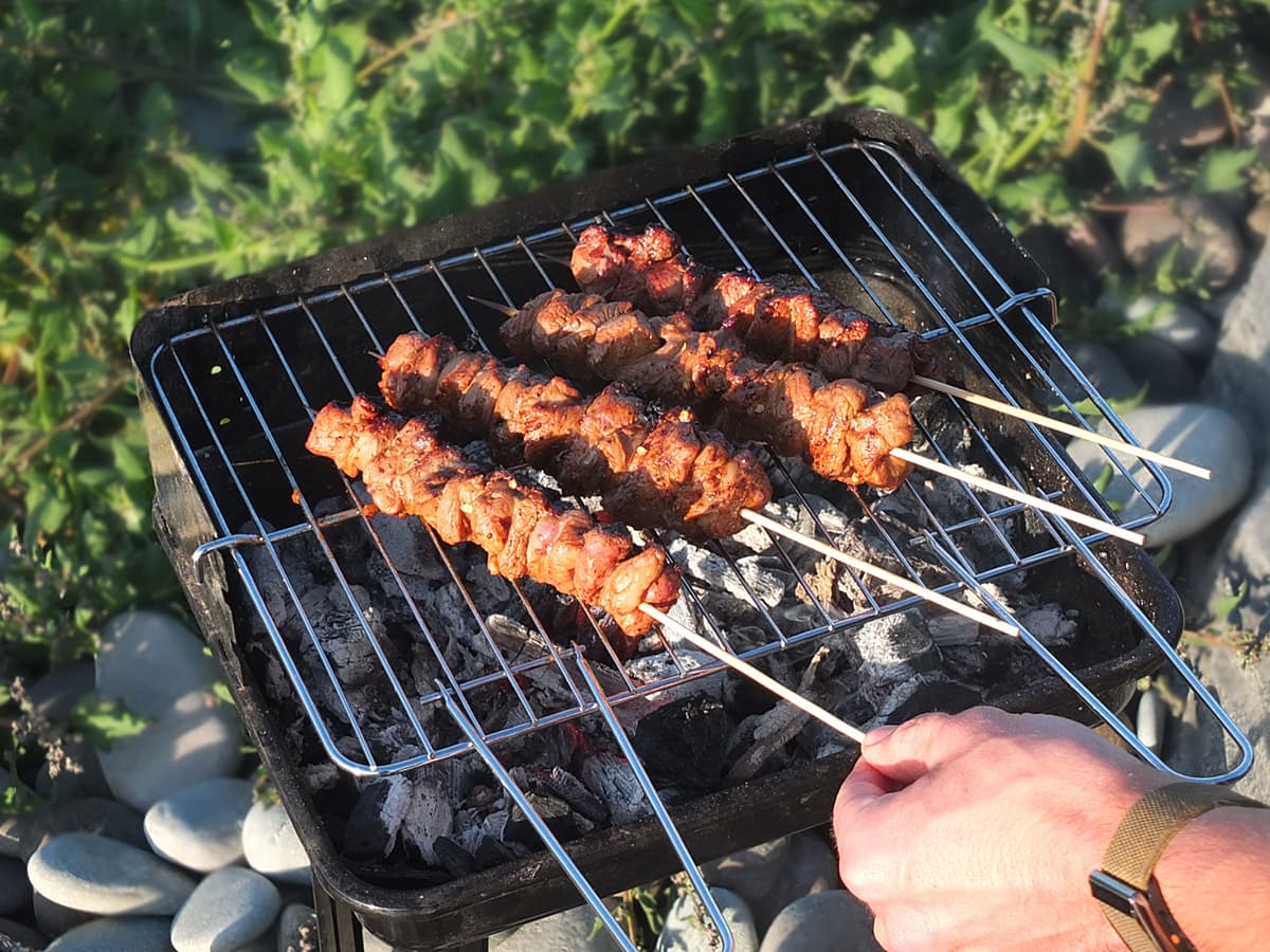 BBQ lamb skewers photograph 