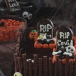 Pinterest pin image of Halloween cake recipe.