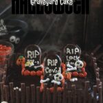 Pinterest pin image of Halloween cake recipe.