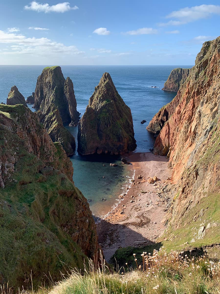 Image of the dramatic sea stacks at Silwick, Shetland. 