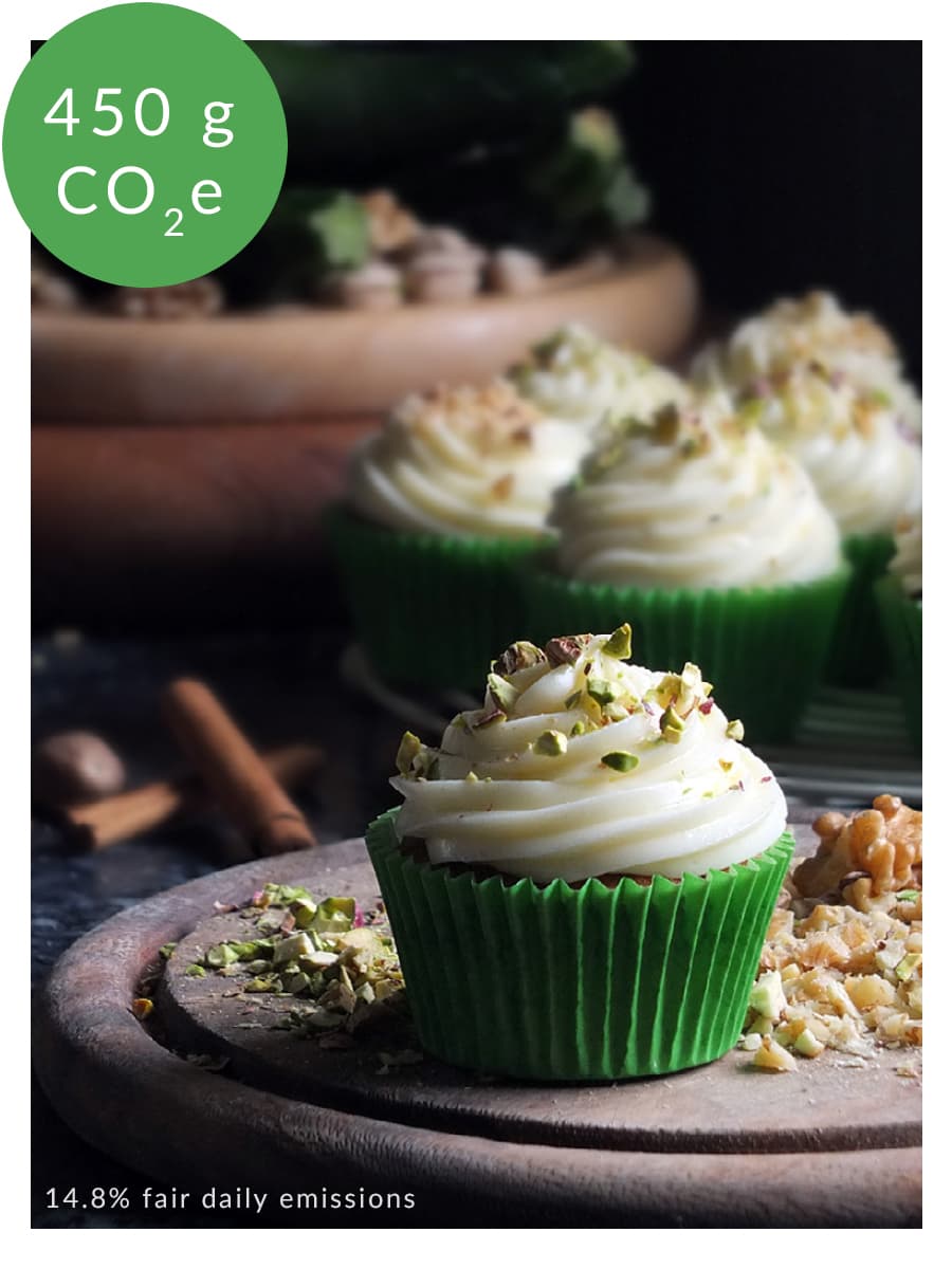 Carbon footprint labelling on food blogger recipe image.