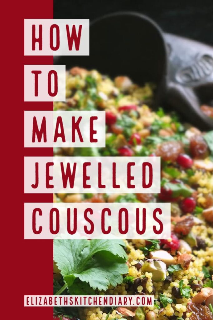 Jewelled couscous pinterest pin.