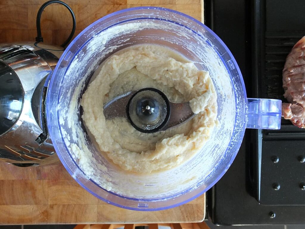 Image of celeriac puree in food processor.