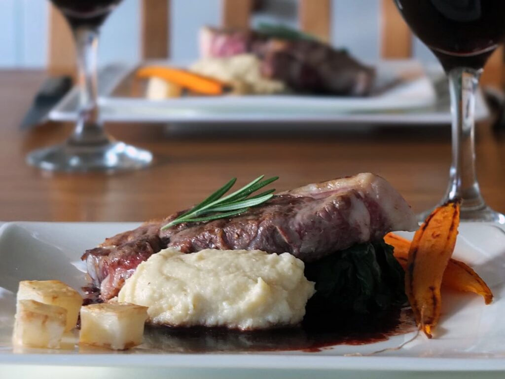 Lamb Rump Steaks with Red Wine Jus & Celeriac Puree - Elizabeth's