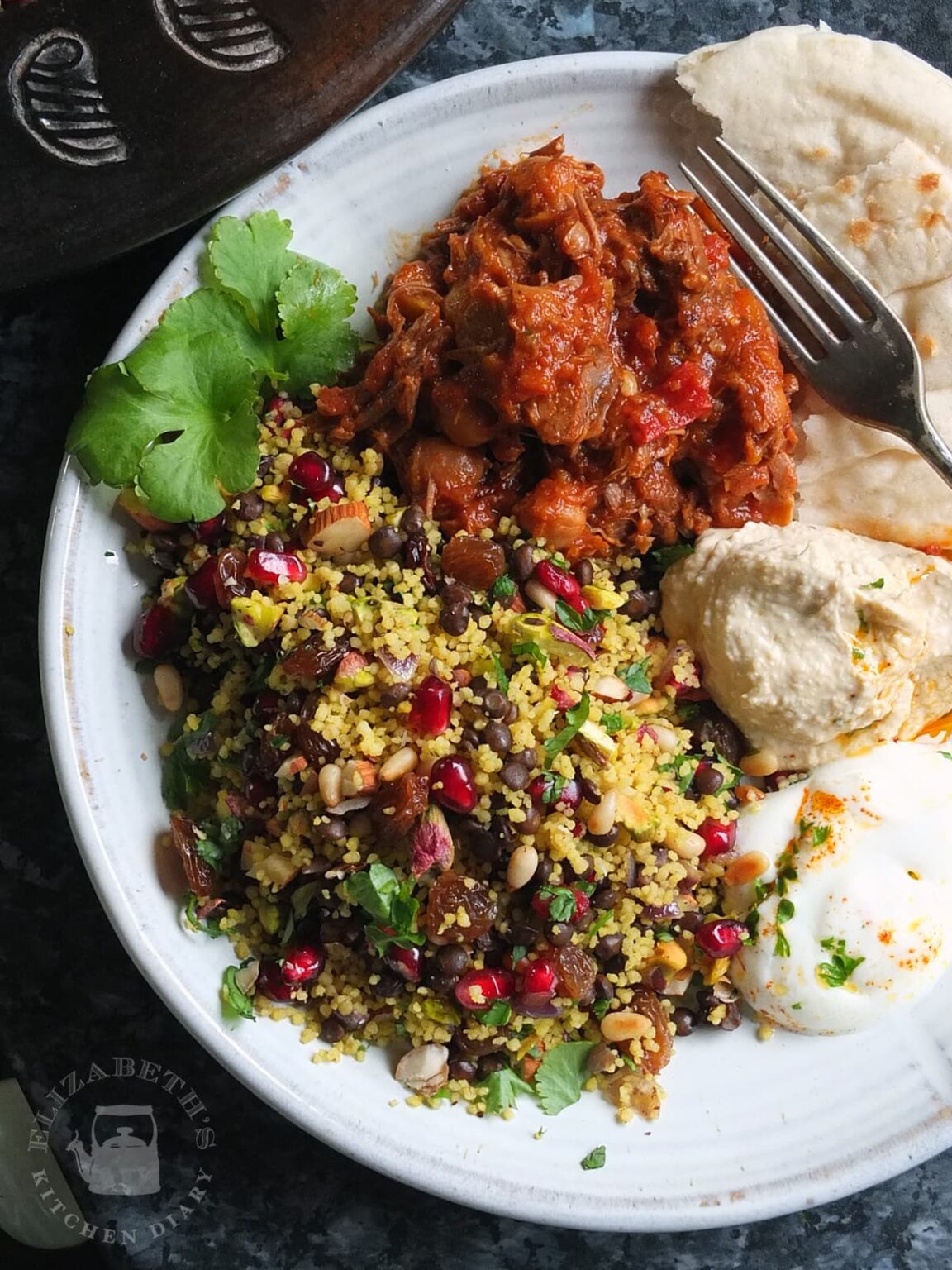 Moroccan Inspired Slow-Cooked Lamb Shoulder - Elizabeth's Kitchen Diary