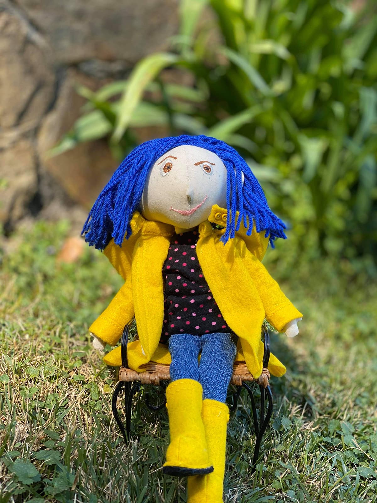 Photo of handmade fabric Coraline doll