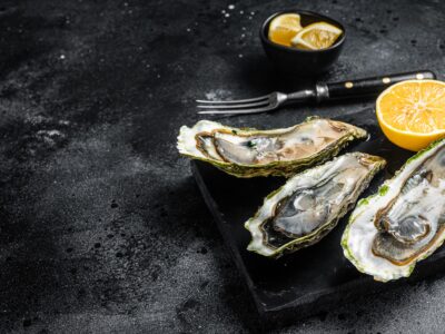 Elizabeth's Kitchen Diary header image for seafood recipes, showing a plate of oysters.