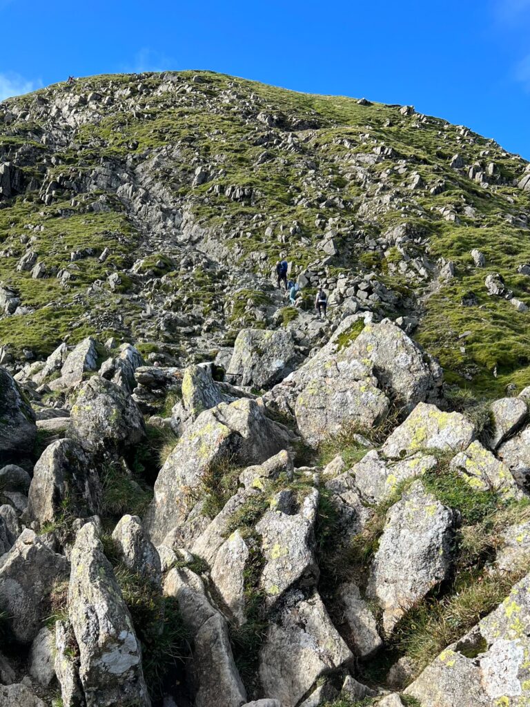 Image of climbers on rocky ascent to Helvellyn.