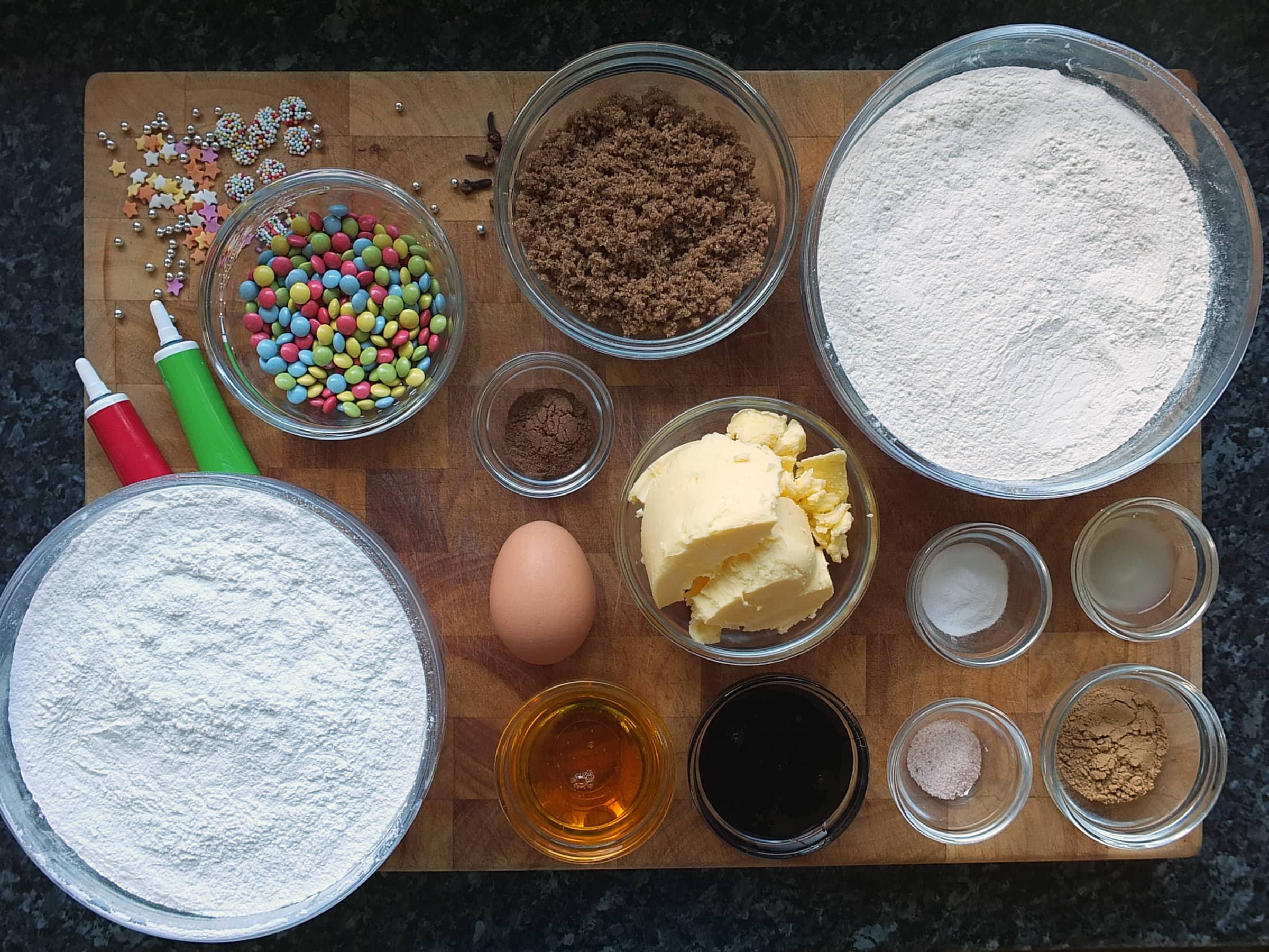 Ingredients for Ugly Christmas Sweater Cookies.