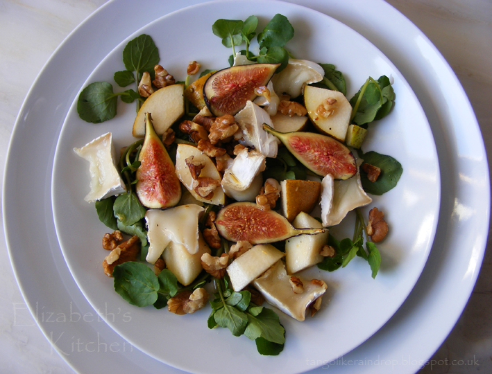 Fresh Fig, Goats Cheese, Pear Walnut Salad Elizabeths Kitchen Diary