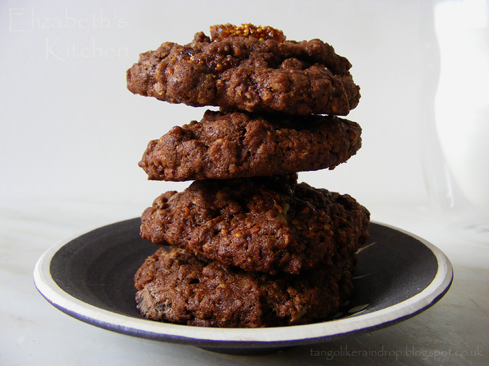 Double Chocolate & Fig Oatmeal Cookies Elizabeth's Kitchen Diary