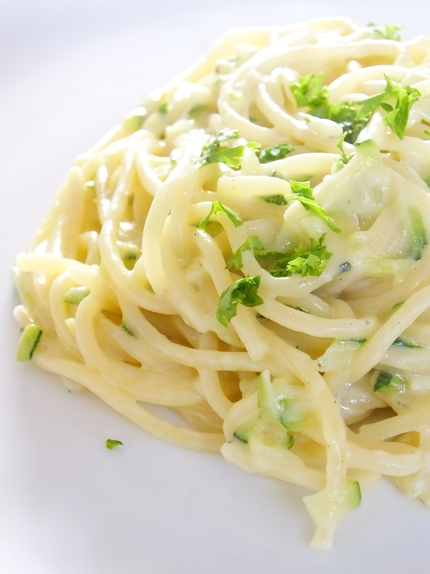 Courgette Spaghetti Alfredo Elizabeth's Kitchen Diary