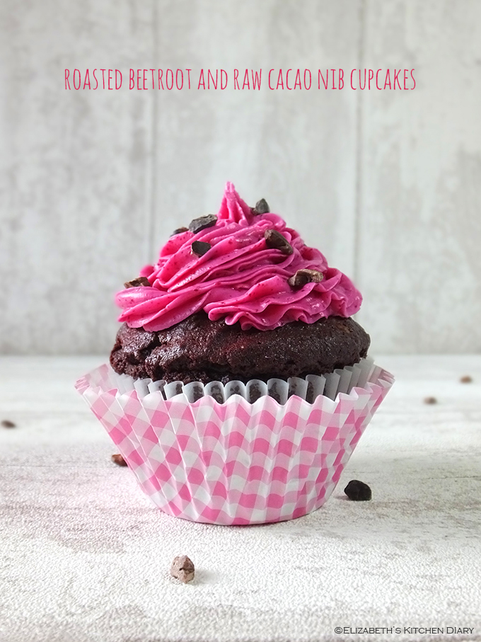 roasted beetroot and raw cacao nib cupcakes