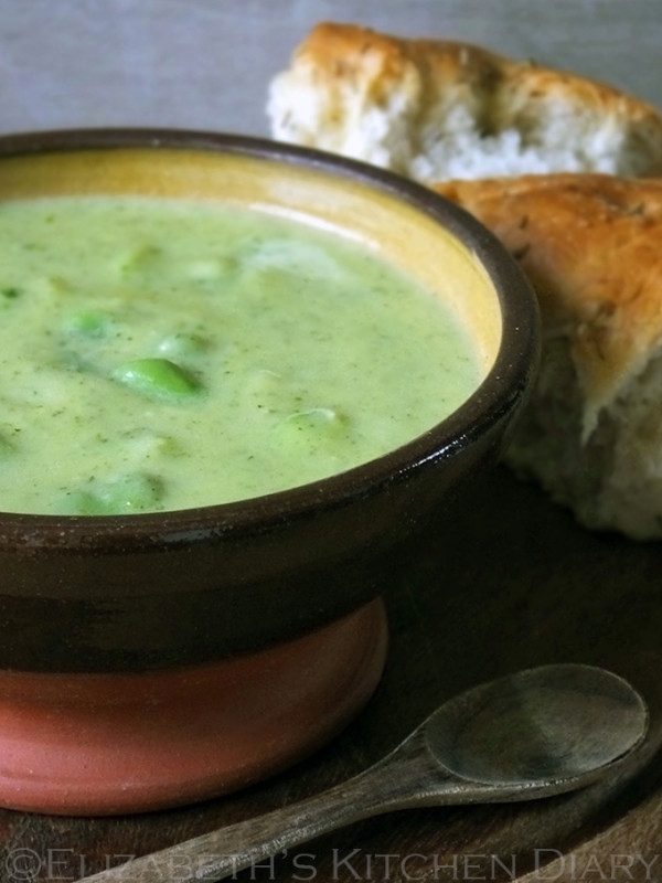 Broad Bean & Courgette Soup with Gouda Elizabeth's Kitchen Diary