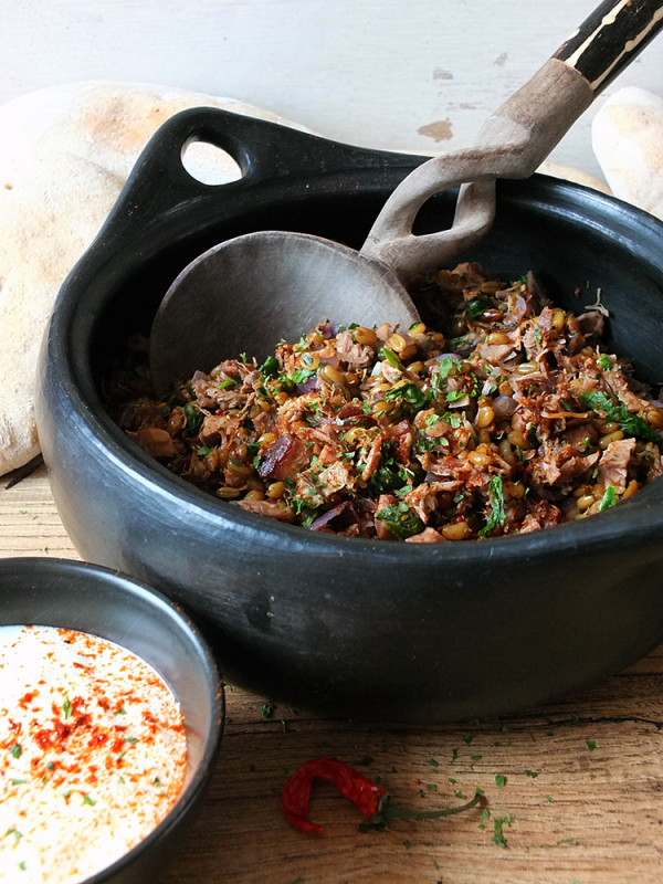 Middle Eastern Spiced Roast Lamb with Freekeh and Baharat Spiked Yogurt