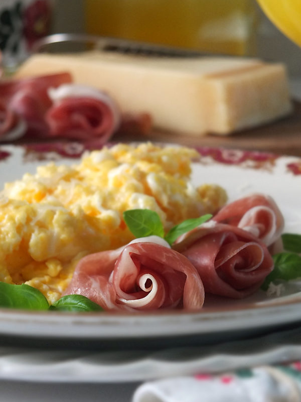 Grana Padano Scrambled Eggs with Prosciutto di San Daniele Roses