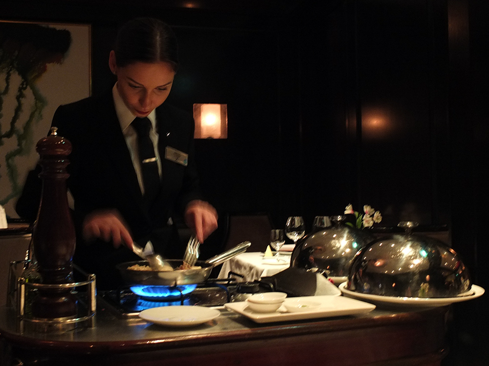 Murano Waitress Preparing Lobster Bisque Celebrity Equinox
