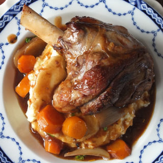 Slow Cooked Lamb Shanks with Vegetables and Gravy