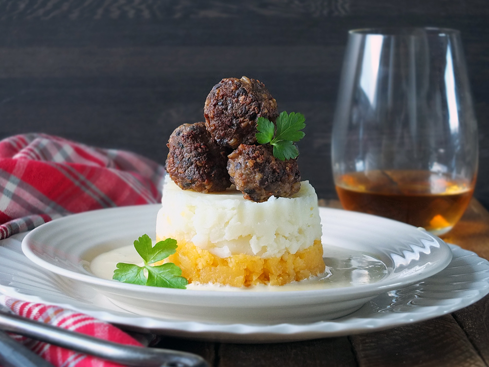 Lamb and Haggis Meatballs with Whisky Cream Sauce