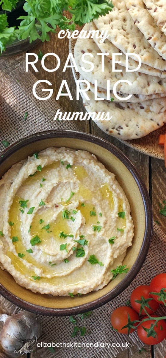 Super Creamy Roasted Garlic Hummus Elizabeth's Kitchen Diary