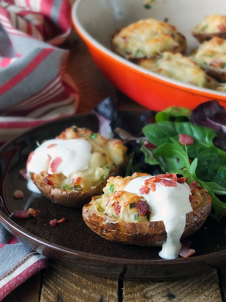 Twice Baked Potatoes with Bacon and Soured Cream