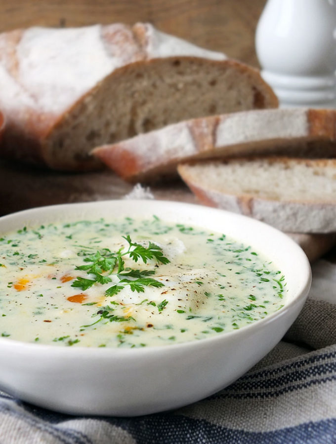 Creamy Potato & Chervil Soup with a Poached Egg