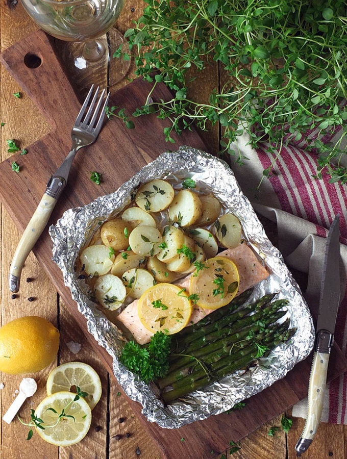 BBQ Salmon Parcels with Cornish New Potatoes