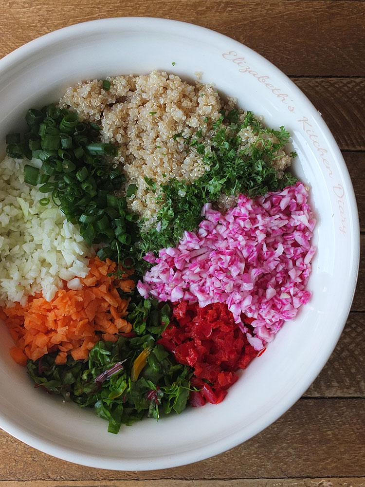 Ingredients for a vegan quinoa salad