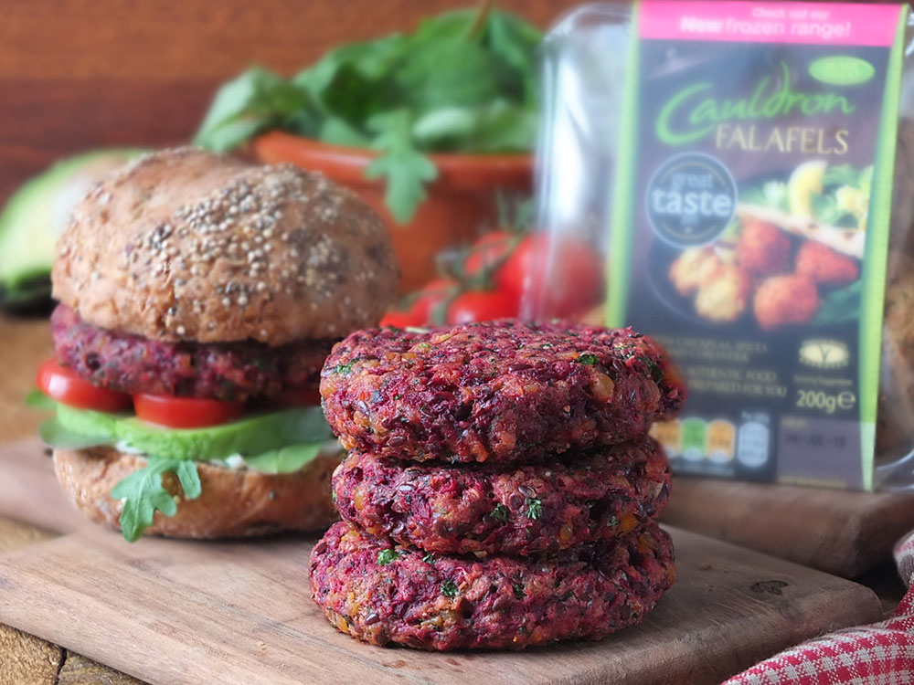 6-Ingredient Vegan Beetroot Falafel Burgers