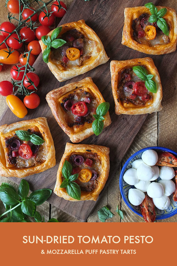 Sun Dried Tomato Pesto Mozzarella Tarts Recipe Elizabeth S Kitchen Diary