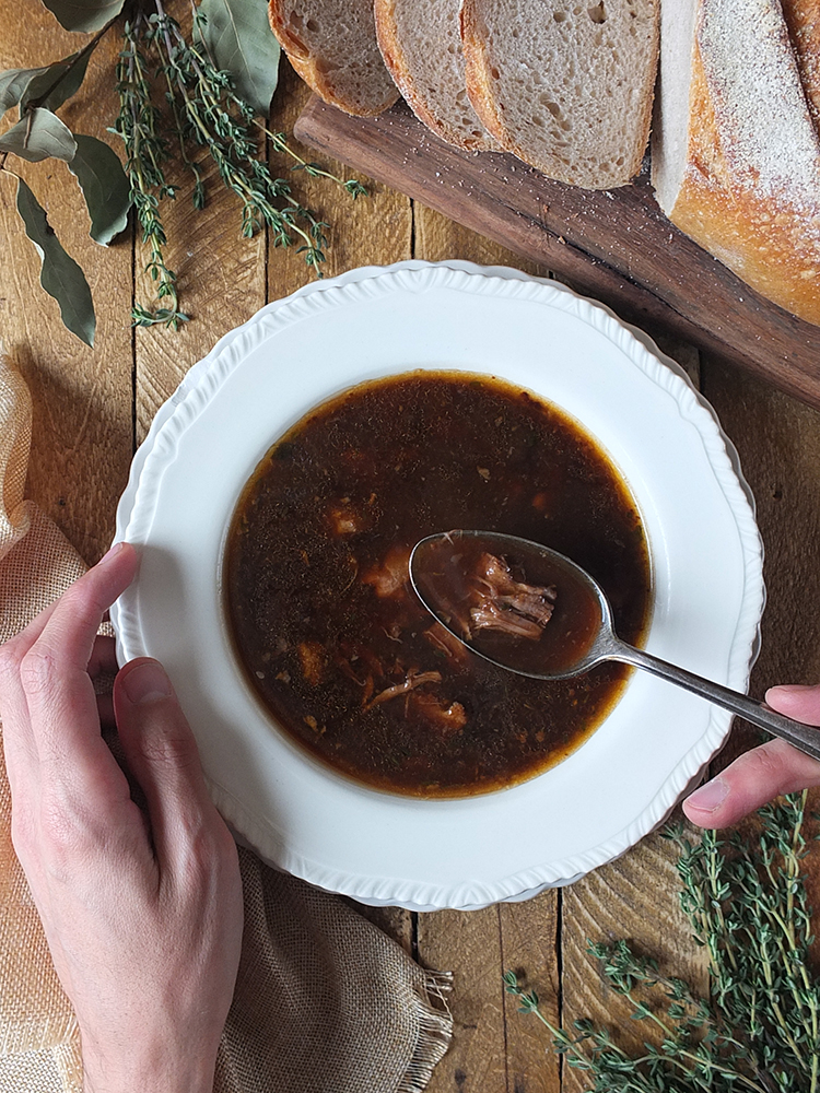 Easy SlowCooker Oxtail Soup with Stout ChefsofConvenience Crocktober