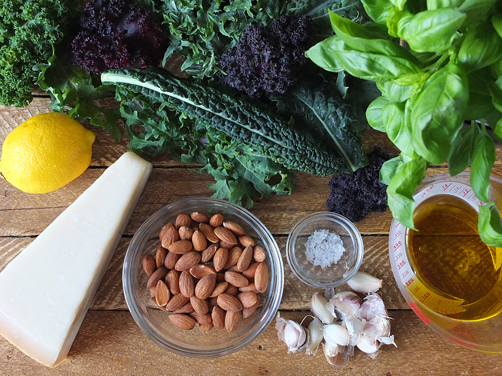 Ingredients for Kale and Almond Pesto