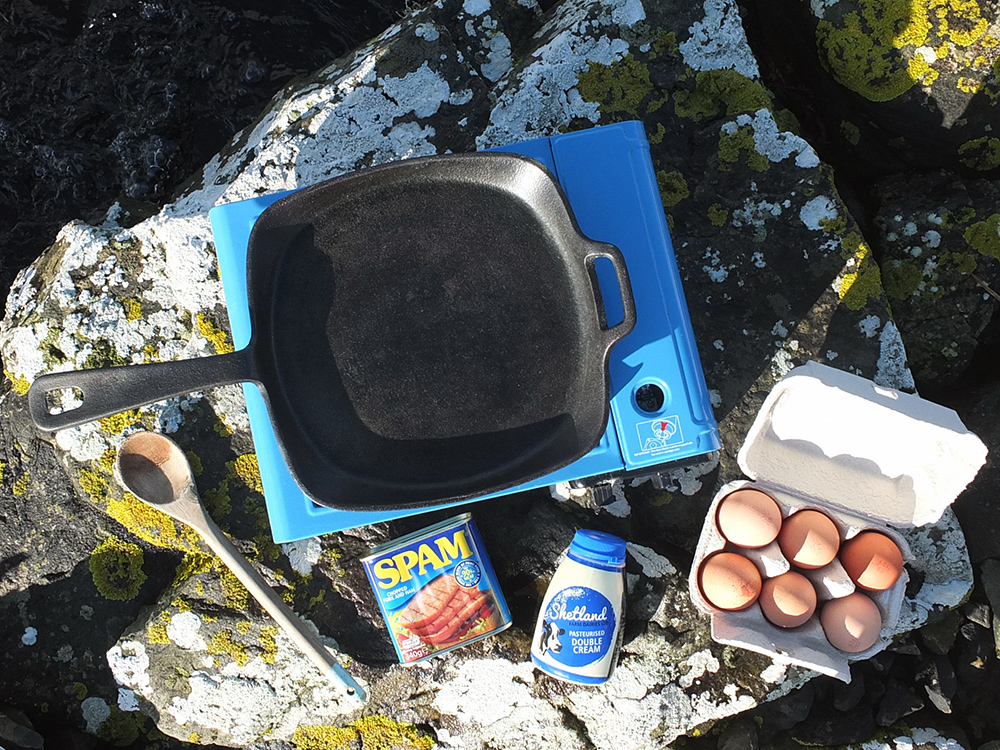 Ingredients needed for Camping SPAM and Eggs Breakfast