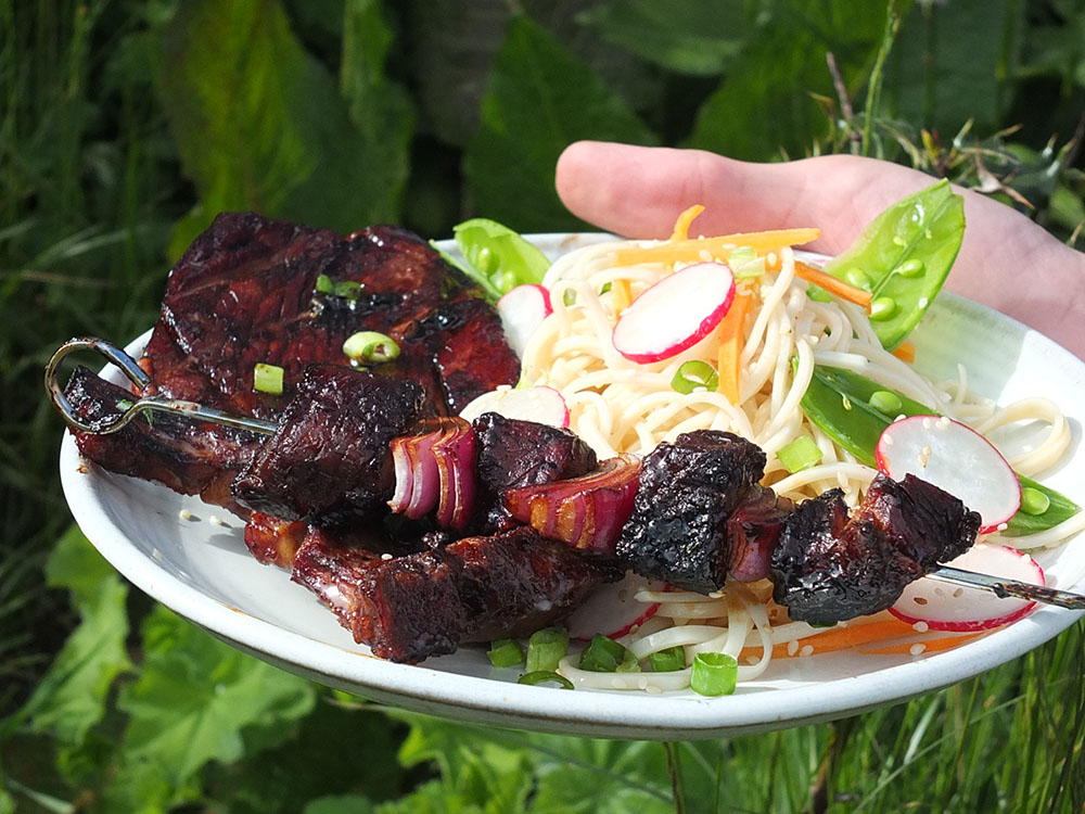 Asian style BBQ lamb with Asian noodle salad #bbq #lamb #AsianBBQ